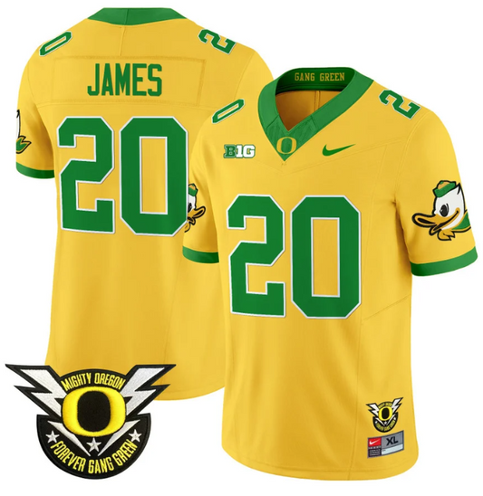 Jordan James Jersey #20 Oregon Duck Forever Gang Green Football Gold