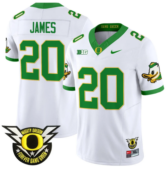 Jordan James Jersey #20 Oregon Duck Forever Gang Green Football White