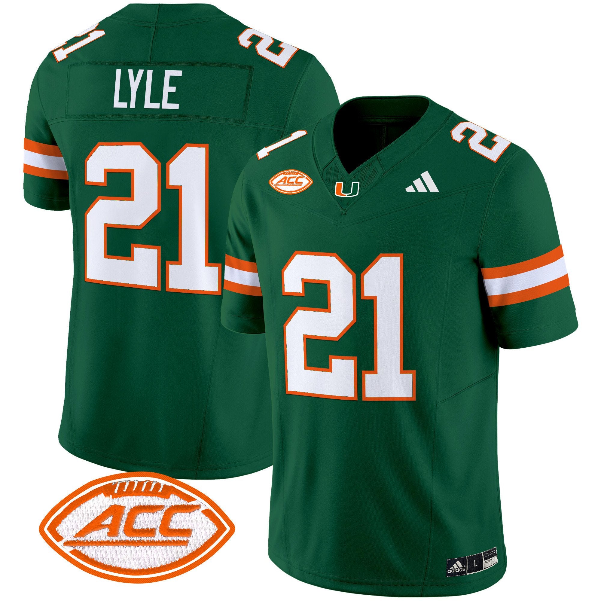 Jordan Lyle Jersey #21 Miami Hurricanes 2025 Limited Stitched Green