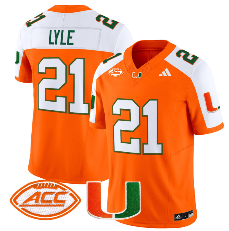 Jordan Lyle Jersey #21 Miami Hurricanes Vapor Football Stitched Orange Alternate