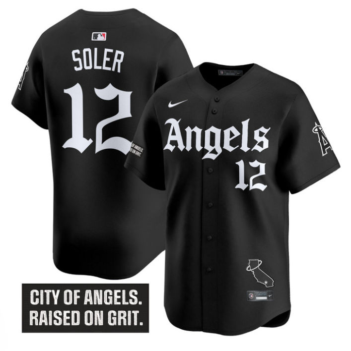 Jorge Soler Jersey #12 Los Angeles Angels Gothic Halo Edition Stitched Black