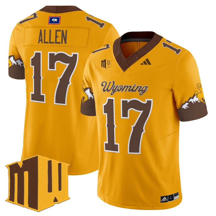 Josh Allen Jersey #17 Wyoming Cowboys 2025 Vapor Limited Stitched Gold Limited