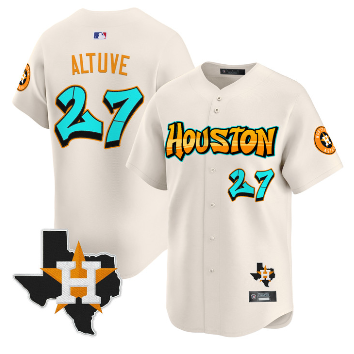 José Altuve Jersey #27 Houston Astros Graffiti H-Town Edition Stitched Cream