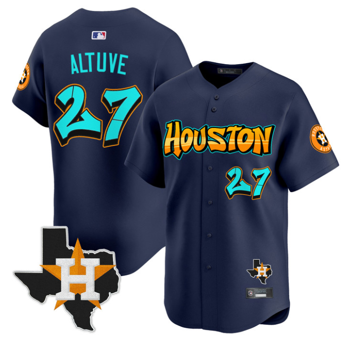 José Altuve Jersey #27 Houston Astros Graffiti H-Town Edition Stitched Navy