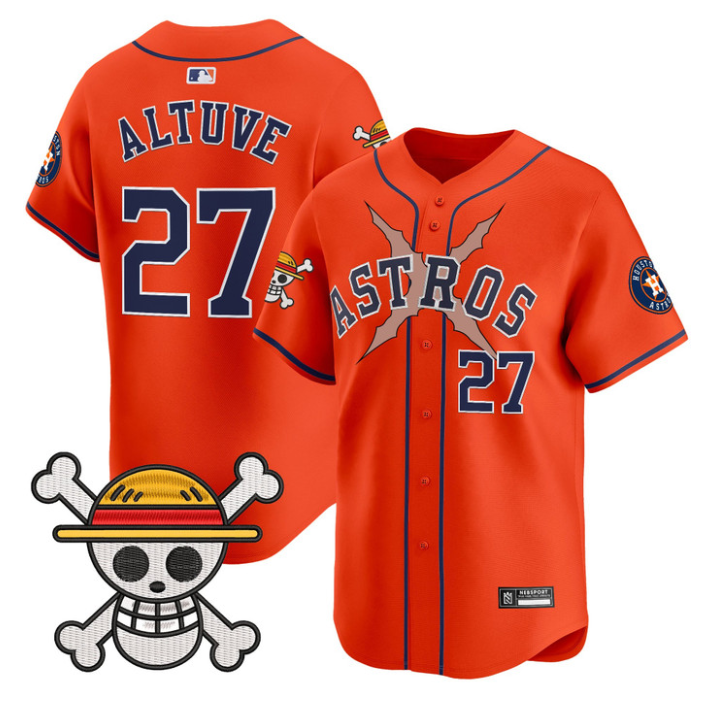 José Altuve Jersey #27  Houston Astros One Piece 2025 Limited Stitched Orange