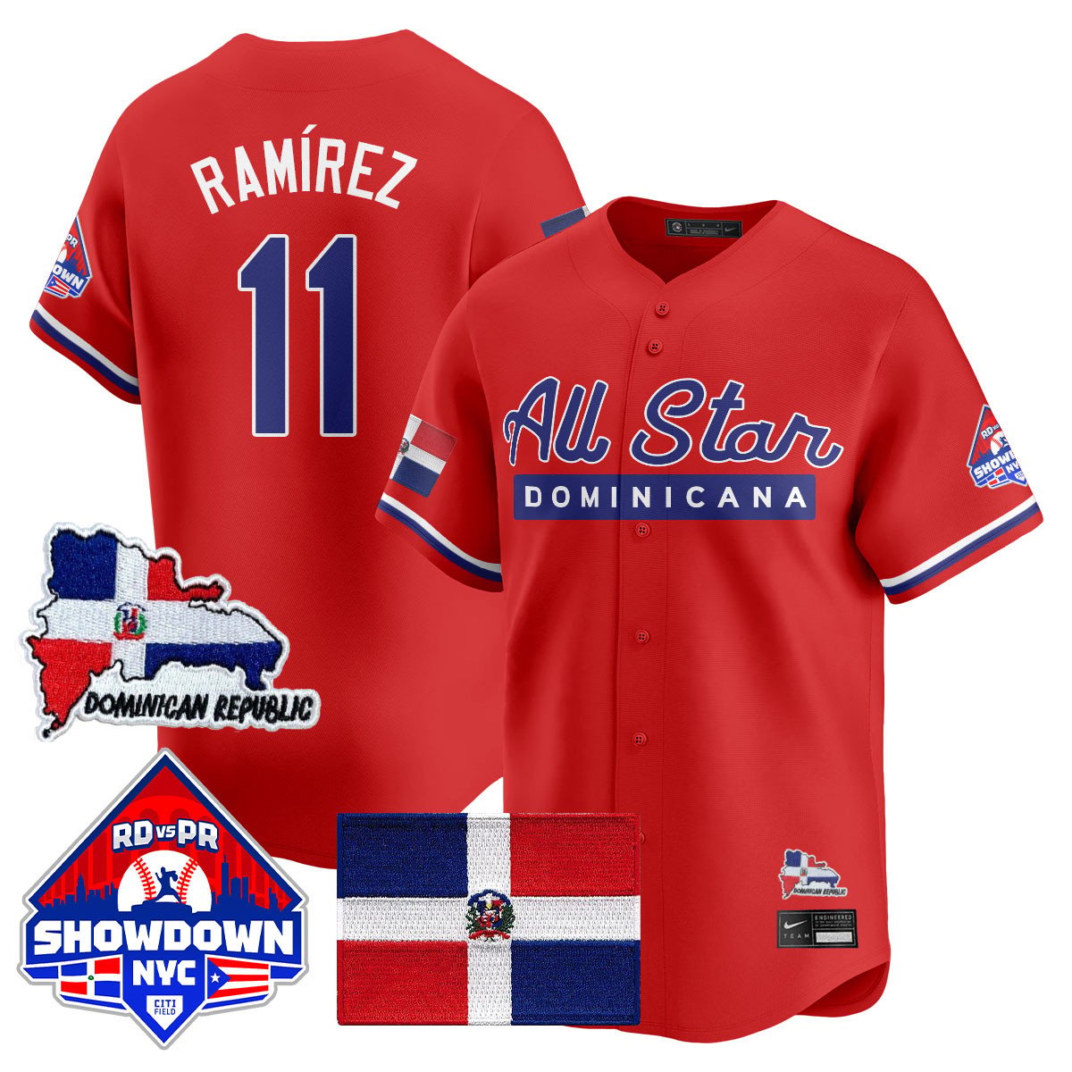 José Ramírez Jersey #11 Dominican Republic Baseball All-Star 2025 Red