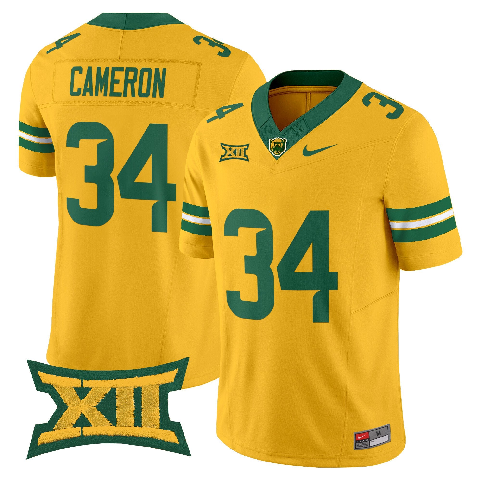 Josh Cameron Jersey #34 Baylor Bears 2025 Vapor Stitched Gold
