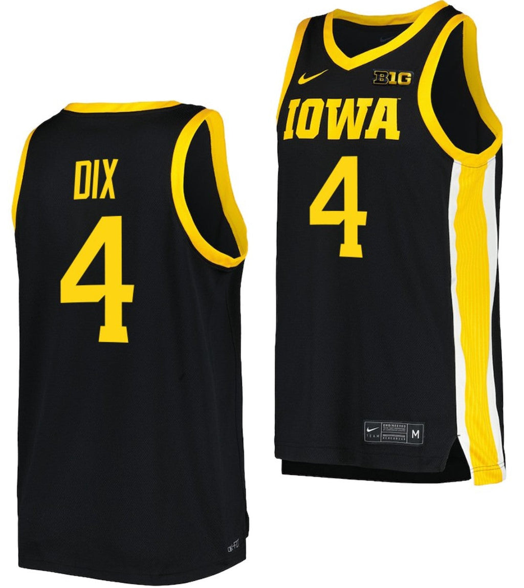 Josh Dix Jersey Iowa Hawkeyes College Basketball Black #4
