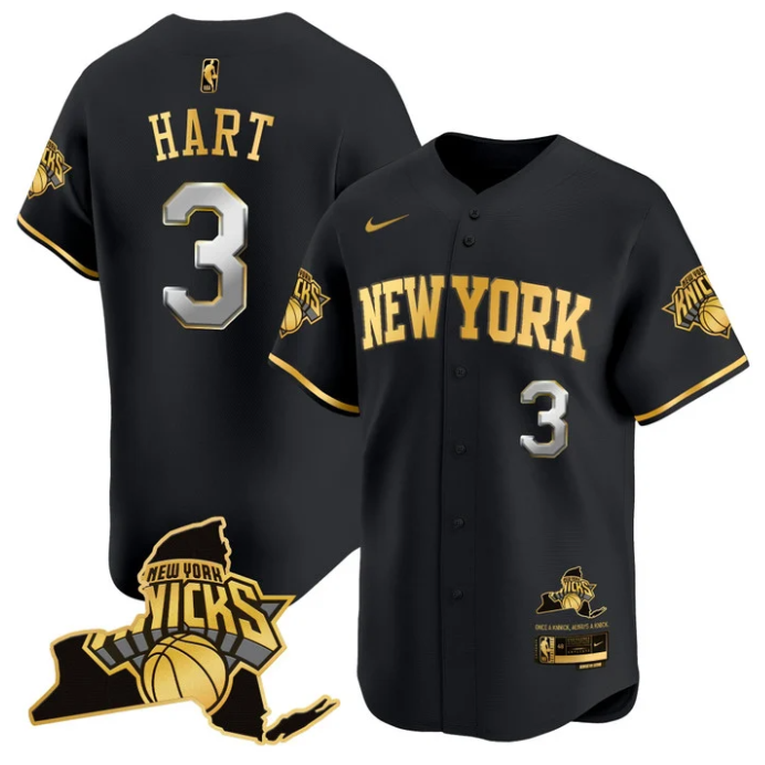 Josh Hart Jersey #3 New York Knicks Vapor Baseball Stitched Black Gold