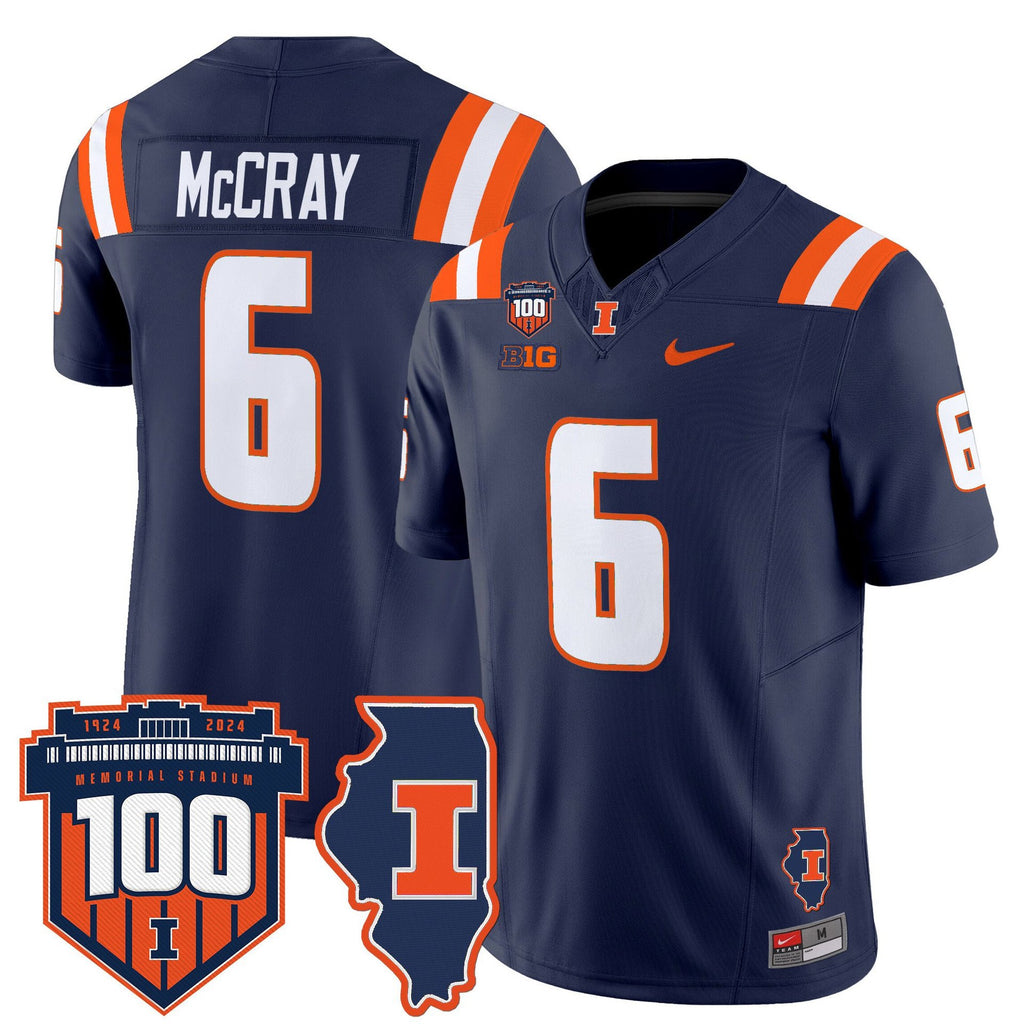 Josh McCray Jersey #6 Illinois Fighting 100th Memorial Stadium Navy
