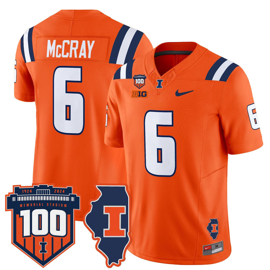 Josh McCray Jersey #6 Illinois Fighting 100th Memorial Stadium Orange