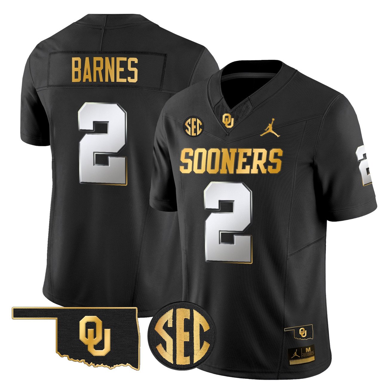 Jovantae Barnes Jersey #2 Oklahoma Sooners 2025 Gold Stitched