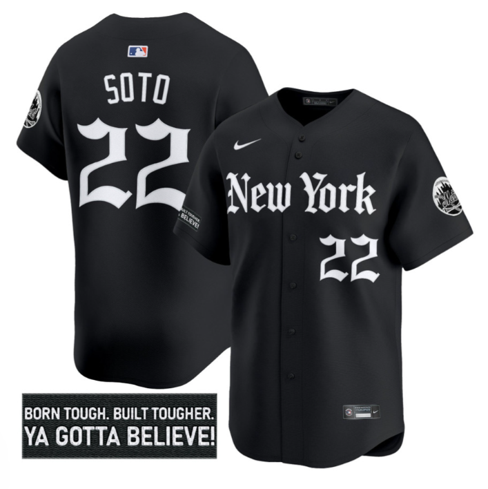 Juan Soto Jersey #22 New York Mets Gothic Borough Edition Stitched Black