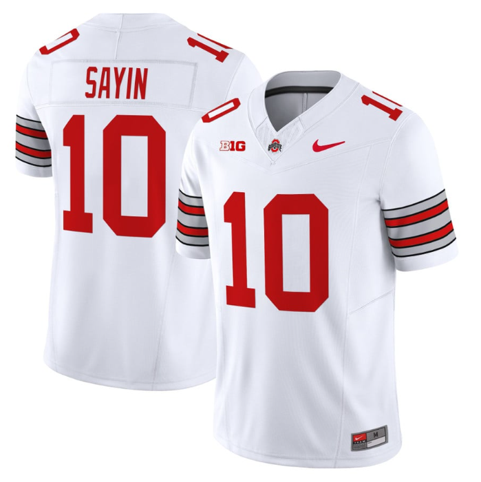 Julian Sayin Jersey #10 Ohio State Heritage Stripe 2025-26 Stitched White