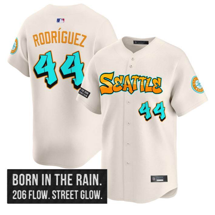 Julio Rodríguez Jersey #44 Seattle Mariners Graffiti Emerald Drop Edition Cream