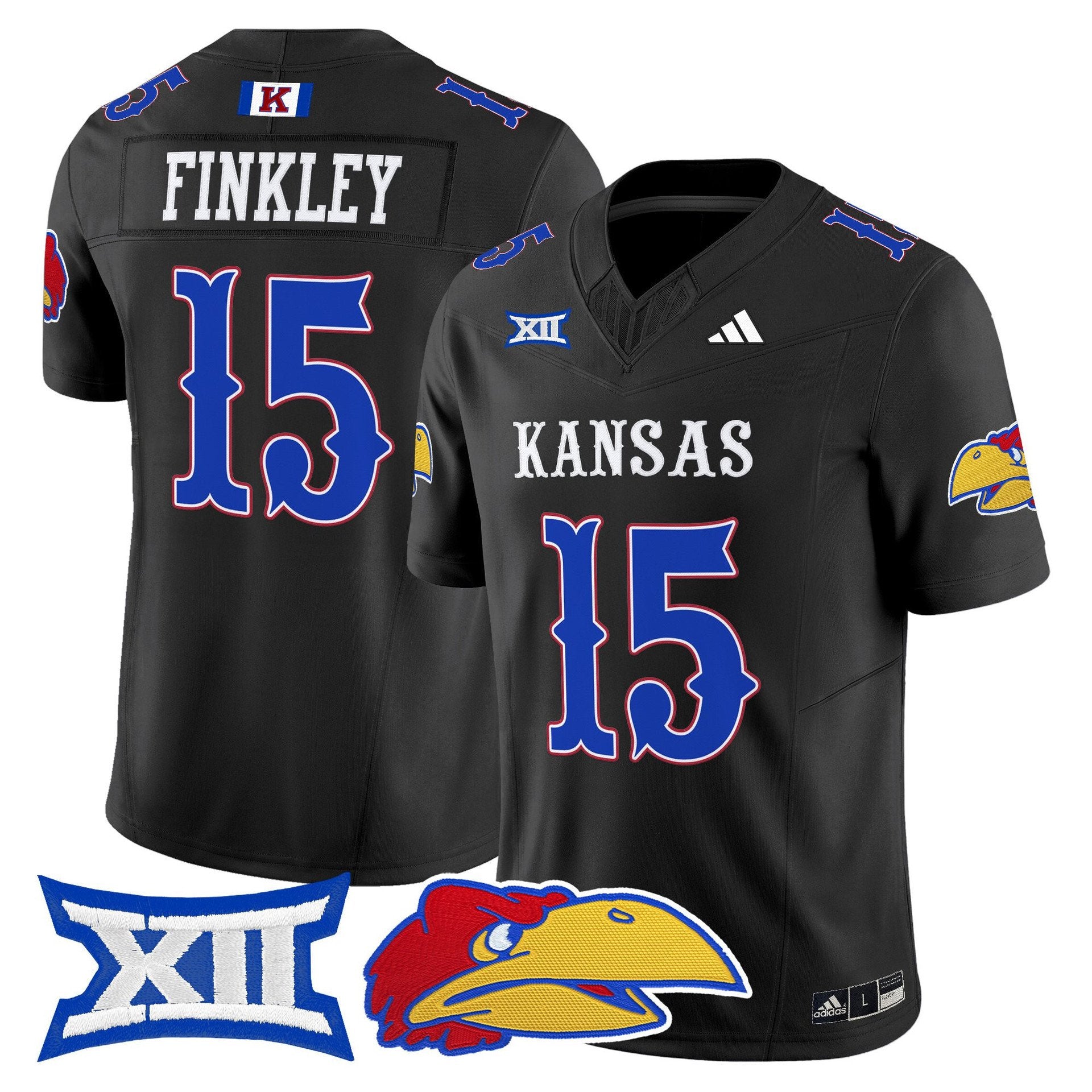 Justice Finkley Jersey #15 Kansas Jayhawks 2025 Vapor Limited Stitched Black