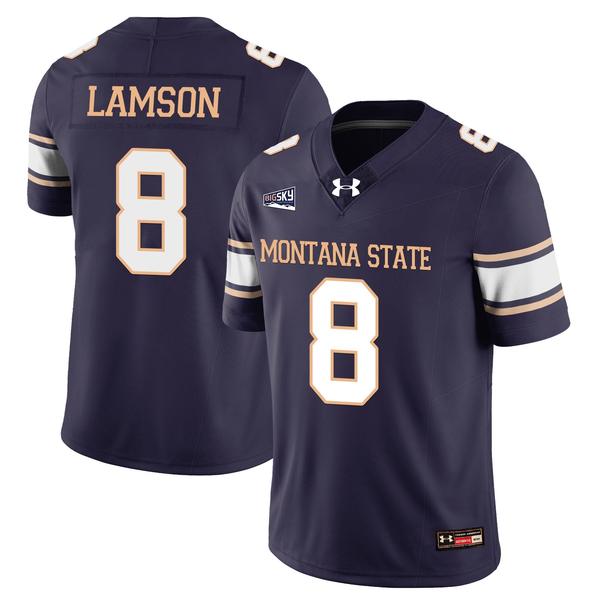 Justin Lamson Jersey #8 Montana State Bobcat Football 2025 Stitched Navy