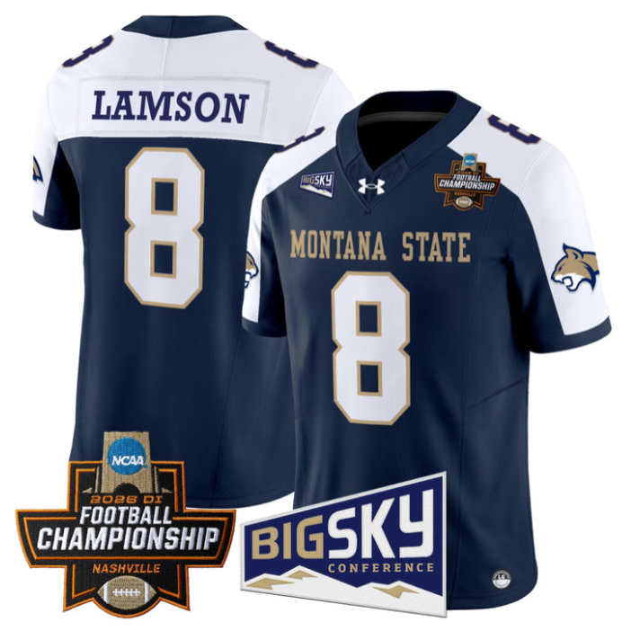 Justin Lamson Jersey #8 Montana State Bobcats 2026 Football Championship Navy Alternate