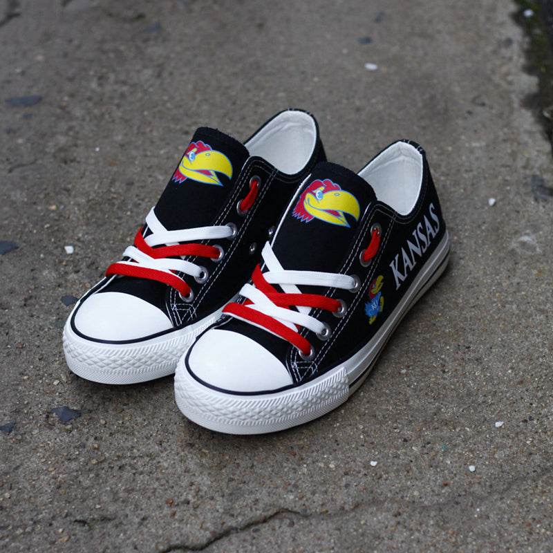 Kansas Jayhawks Limited Print NCAA College Students Low Top Canvas Shoes Sport Sneakers