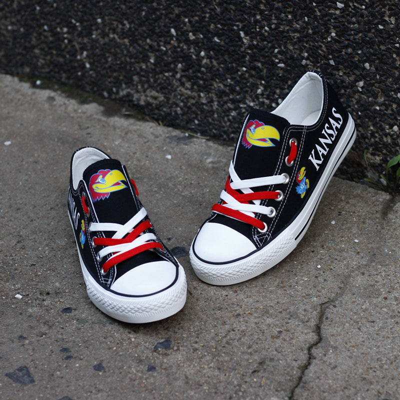 Kansas Jayhawks Limited Print NCAA College Students Low Top Canvas Shoes Sport Sneakers