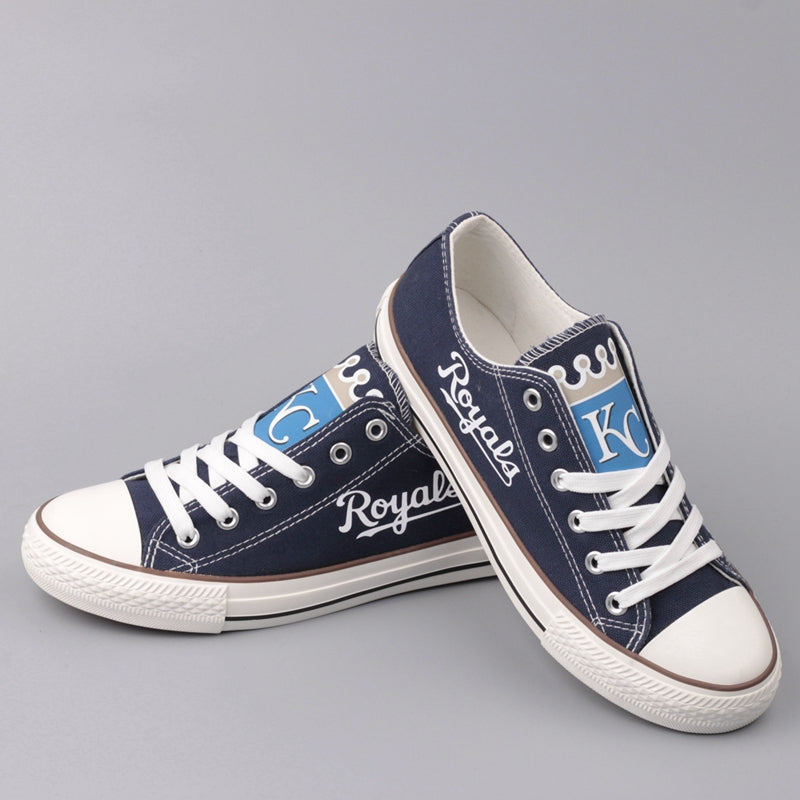 Kansas City Royals Limited Print MLB Baseball Fans Low Top Canvas Shoes Sport Sneakers T-D833L