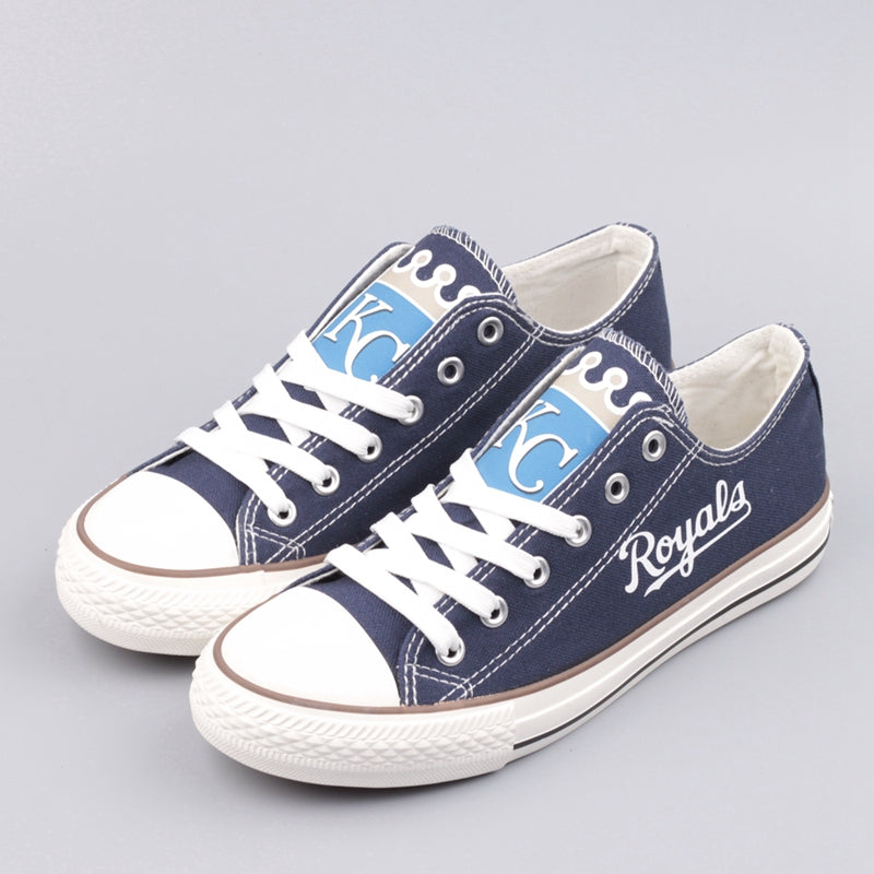 Kansas City Royals Limited Print MLB Baseball Fans Low Top Canvas Shoes Sport Sneakers T-D833L