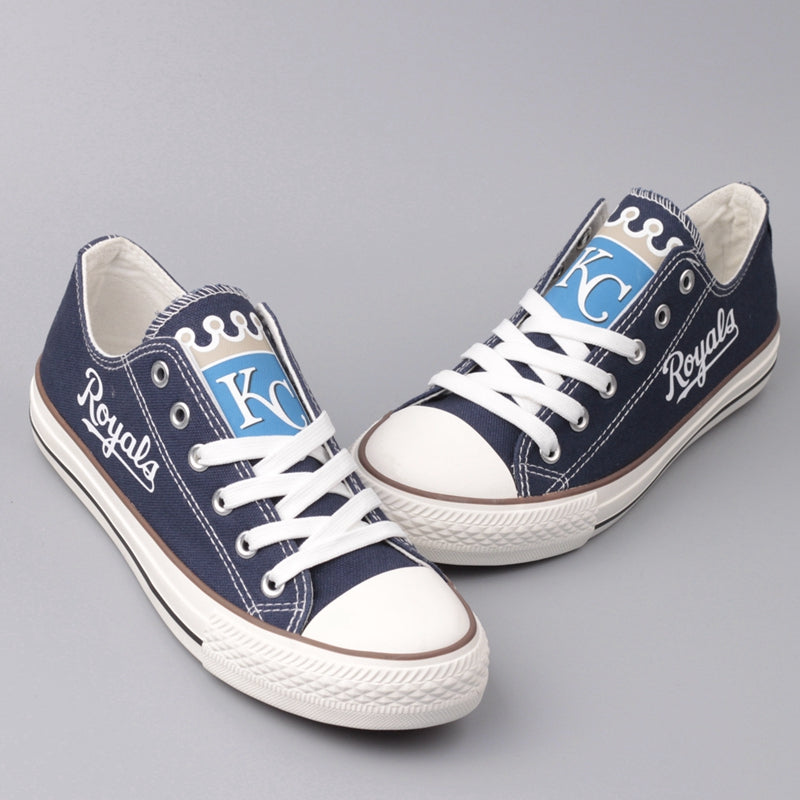Kansas City Royals Limited Print MLB Baseball Fans Low Top Canvas Shoes Sport Sneakers T-D833L