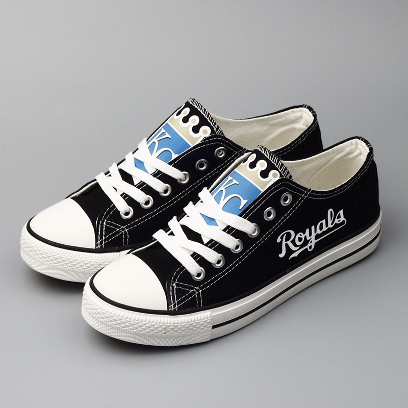Kansas City Royals Limited Print MLB Baseball Fans Low Top Canvas Shoes Sport Sneakers T-D803H