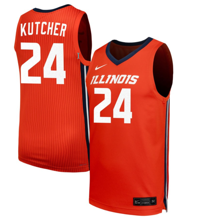 Keaton Kutcher Jersey #24 Illinois Fighting Illini NIL Basketball Orange