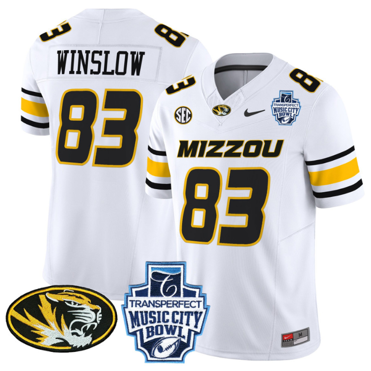 Kellen Winslow Jersey #83 Missouri Tigers 2024 Music City Bowl White