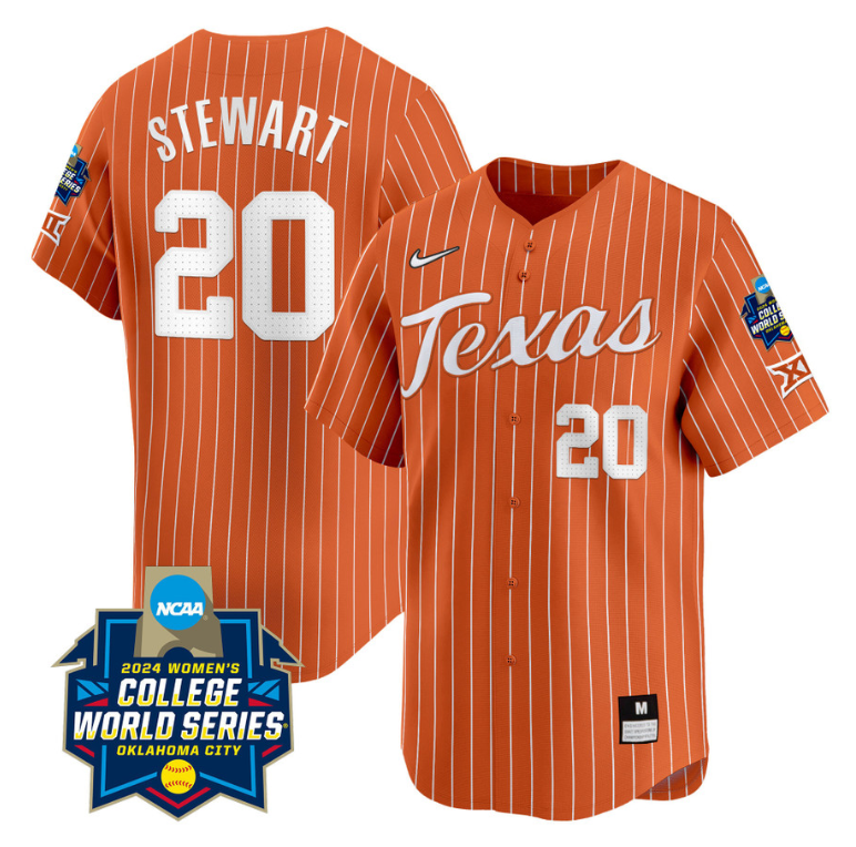 Katie Stewart Jersey #20 Texas AM Aggies 2024 College World Series Patch Vapor Premier Limited NCAA Baseball Stitched Pinstripe Orange