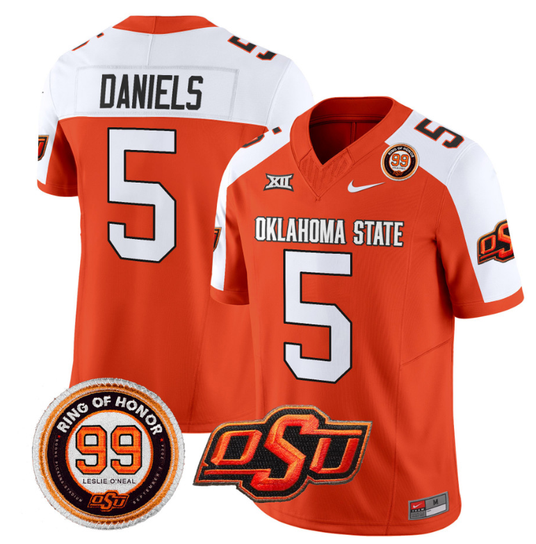 Kendal Daniels Jersey #5 Oklahoma State Cowboys Leslie O'neal Patch Vapor Limited College Football Stitched Orane Alternate