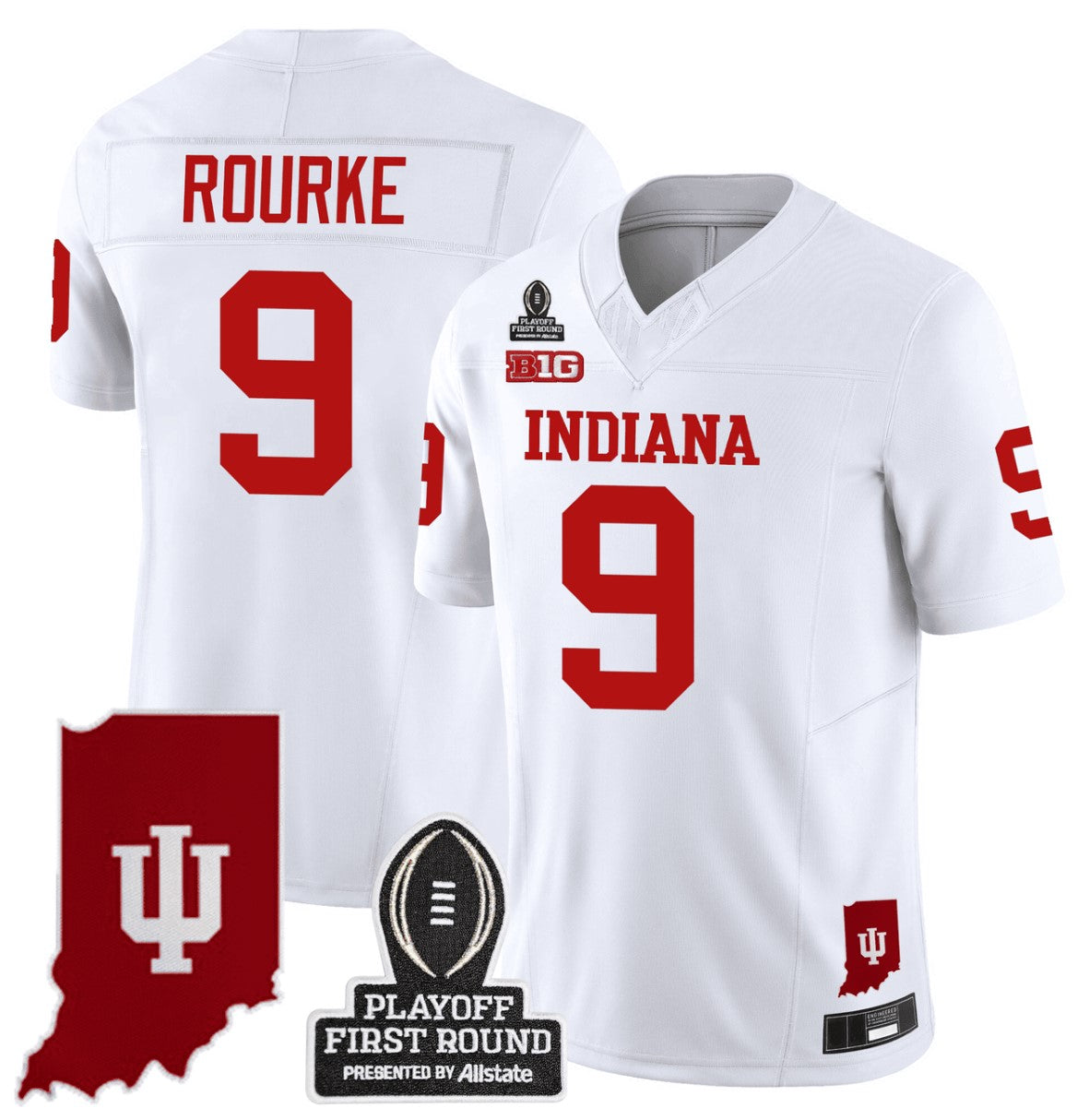 Kurtis Rourke Jersey #9 Indiana Hoosiers CFP First Round Patch Football White
