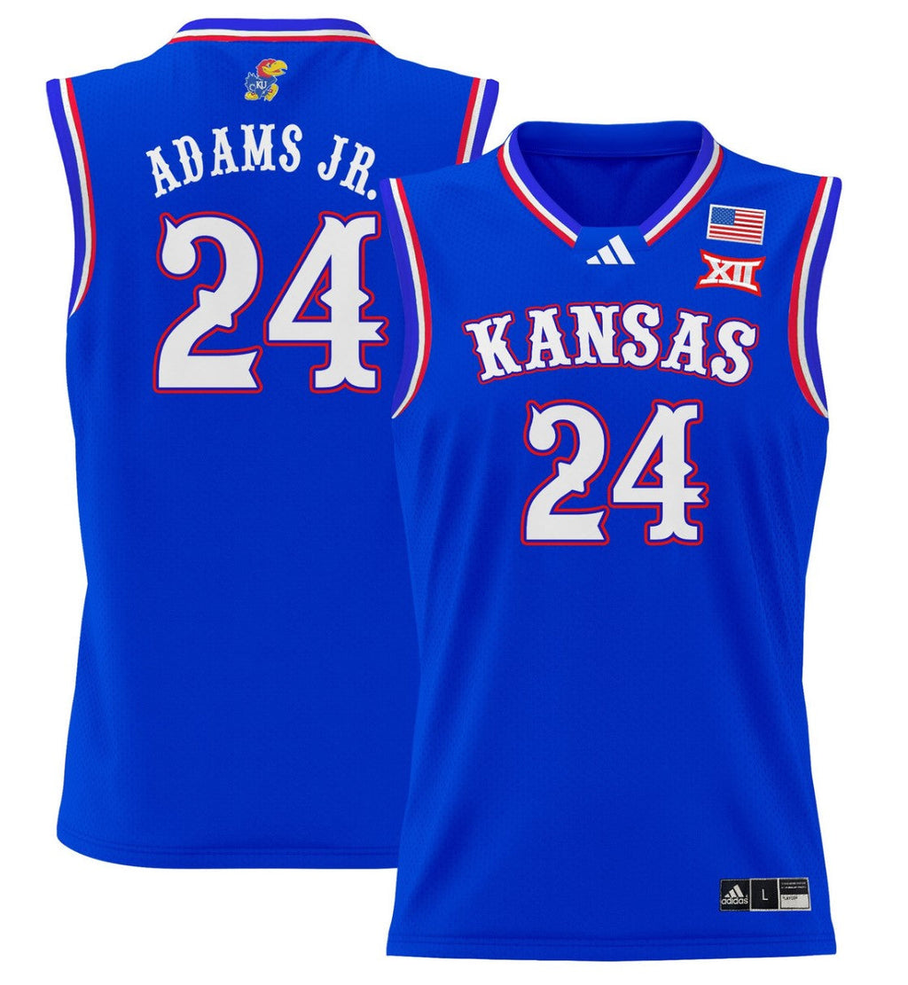 KJ Adams Jr Jersey #24 Kansas Jayhawks 2024 Lightweight Basketball Royal