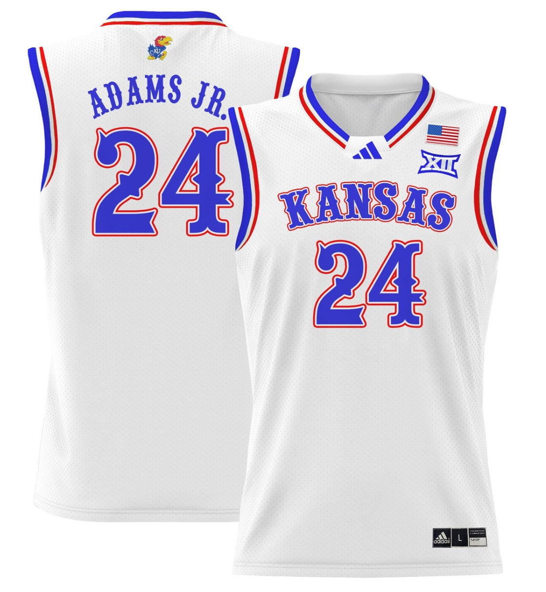 KJ Adams Jr Jersey #24 Kansas Jayhawks 2024 Lightweight Basketball White