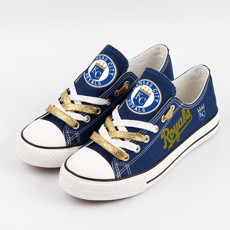 Kansas City Royals Limited Print MLB Baseball Fans Low Top Canvas Shoes Sport Sneakers T-DAC177L