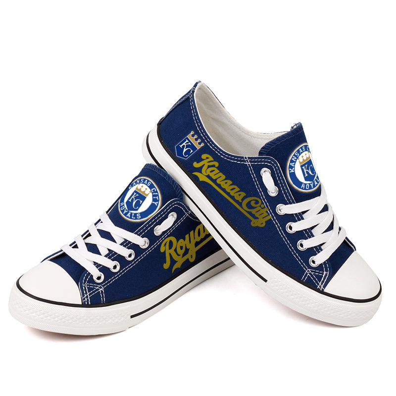 Kansas City Royals Limited Print MLB Baseball Fans Low Top Canvas Shoes Sport Sneakers T-DAC177L