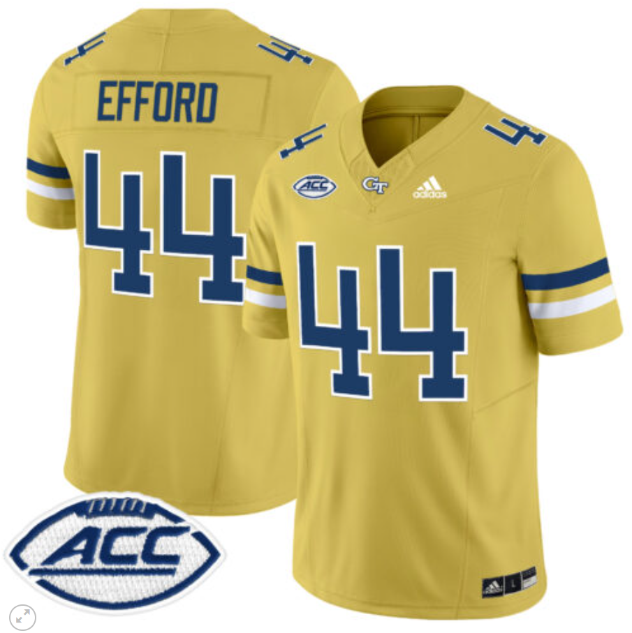 Kyle Efford Jersey #44 Georgia Tech Yellow Jackets Vapor Limited Football Gold