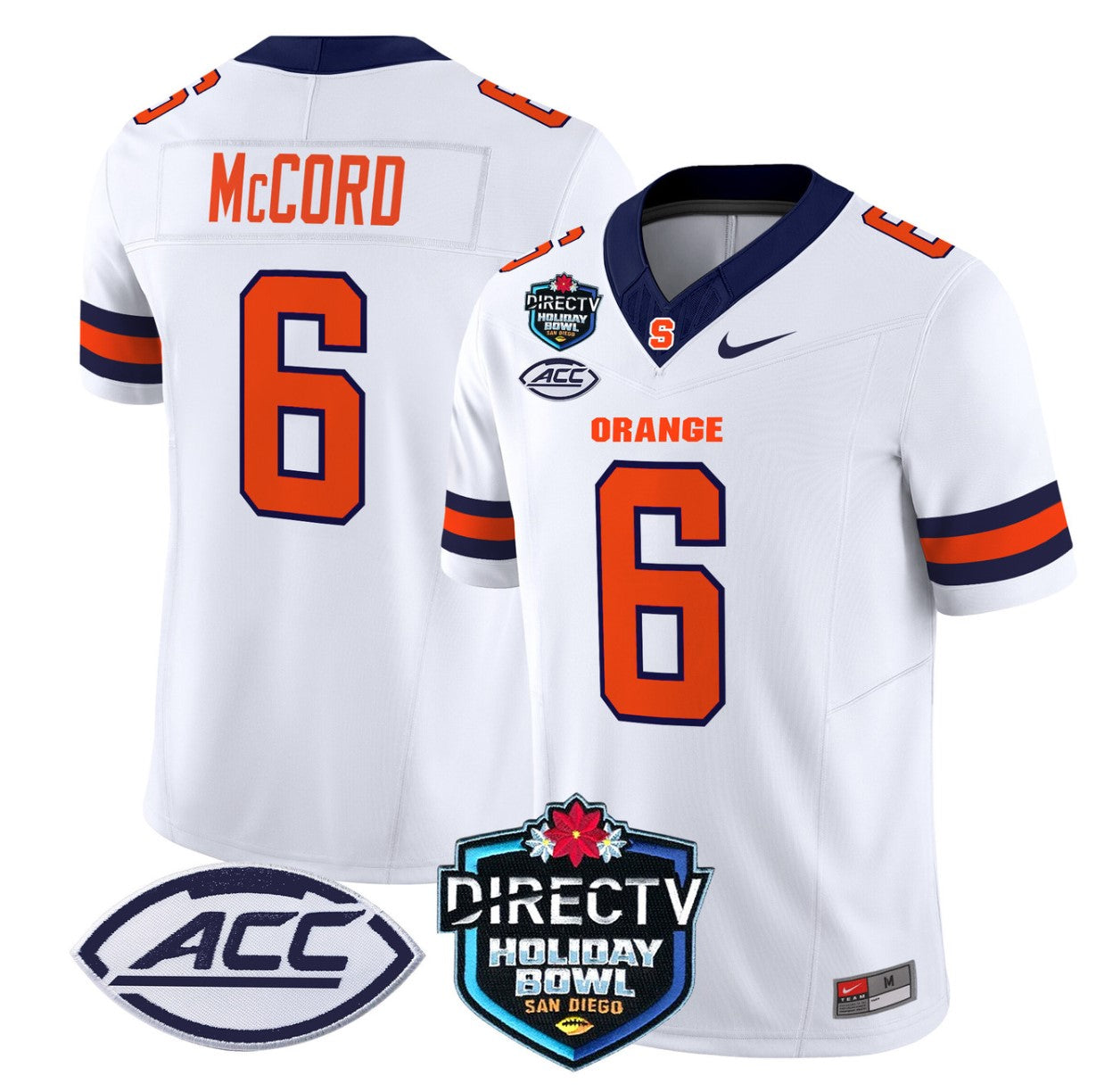 Kyle McCord Jersey #6 Syracuse Orange 2025 Holiday Bowl Patch White