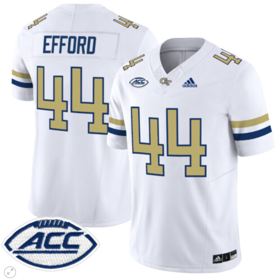 Kyle Efford Jersey #44 Georgia Tech Yellow Jackets Vapor Limited Football White