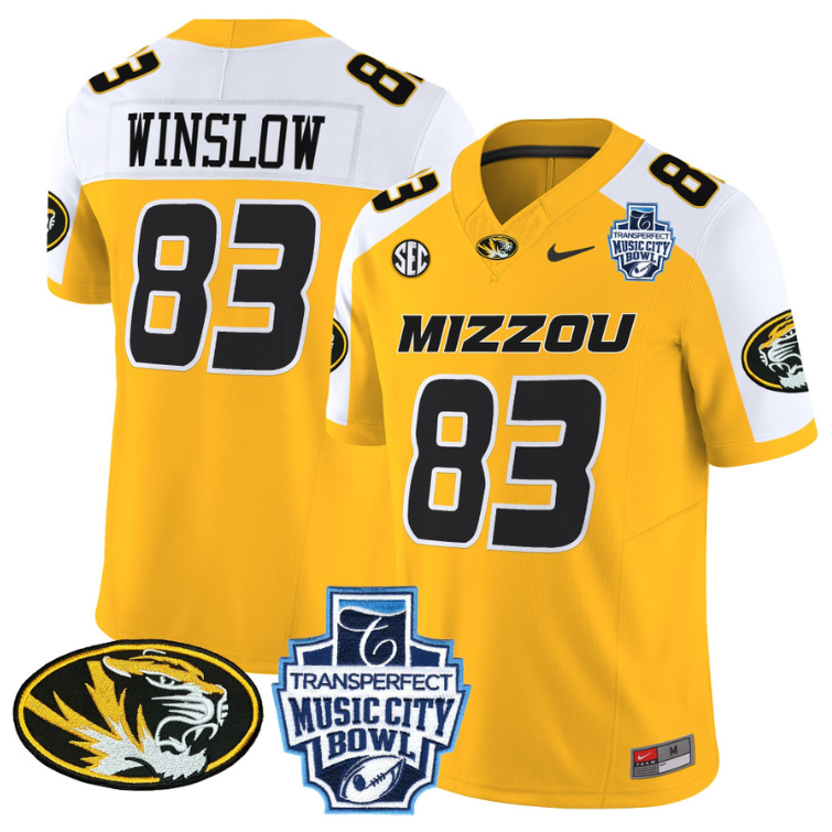 Kellen Winslow Jersey #83 Missouri Tigers 2024 Music City Bowl Gold Alternate