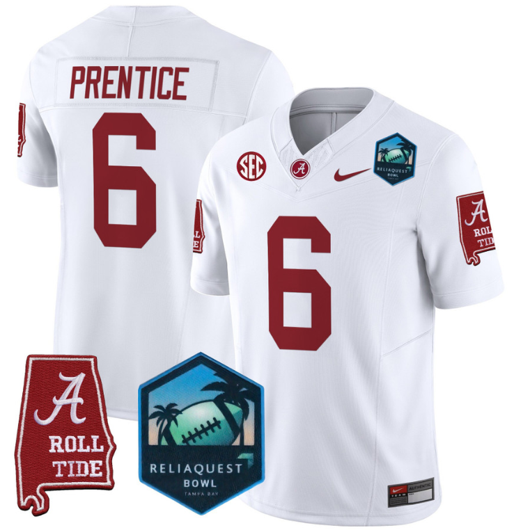 Kobe Prentice Jersey #6 Alabama Crimson Tide 2025 ReliaQuest Bowl White