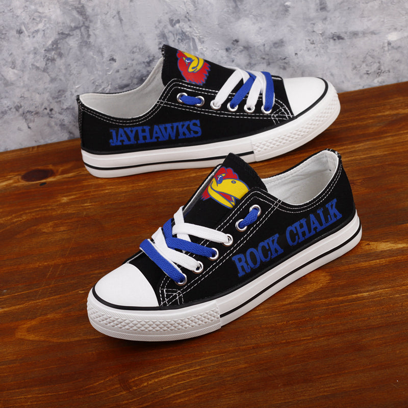 Kansas Jayhawks Limited Print NCAA College Students Low Top Canvas Shoes Sport Sneakers 2