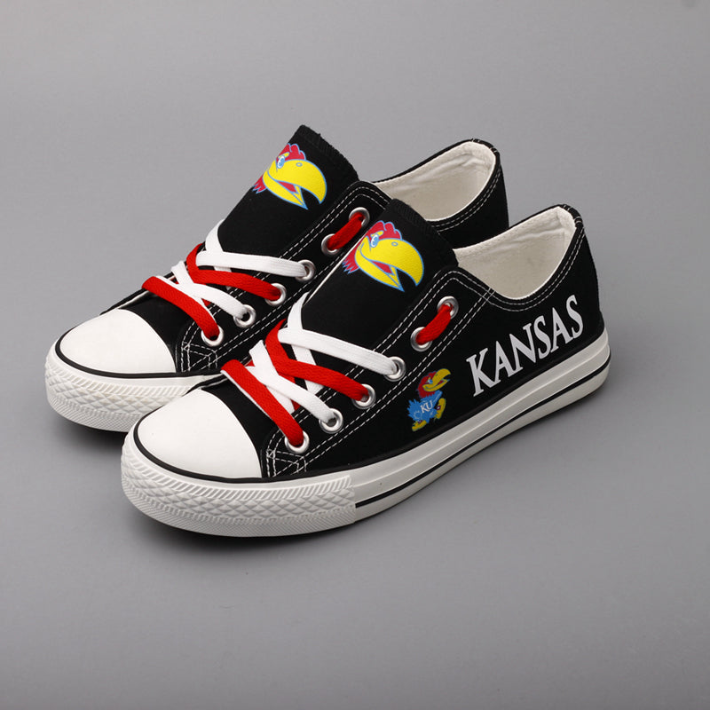Kansas Jayhawks Limited Print NCAA College Students Low Top Canvas Shoes Sport Sneakers