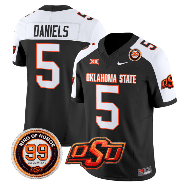 Kendal Daniels Jersey #5 Oklahoma State Cowboys Leslie O'neal Patch Vapor Limited College Football Stitched Black Alternate