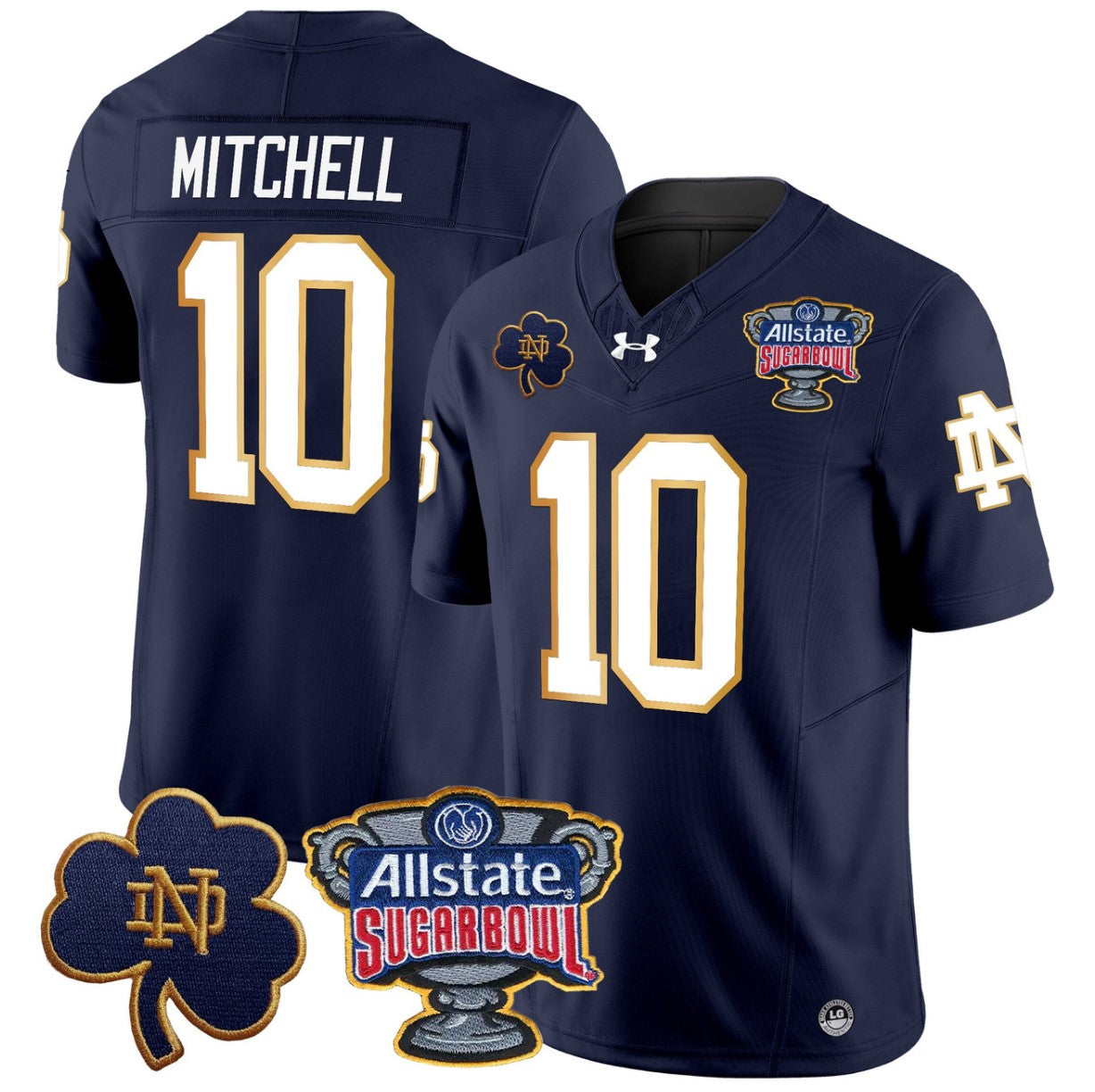 Kris Mitchell Jersey #10 Notre Dame 2024 Sugar Bowl Patch V2 Throwback