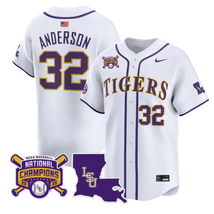 Kade Anderson Jersey #32 LSU Tigers 2025 World Series Champions Stitched White