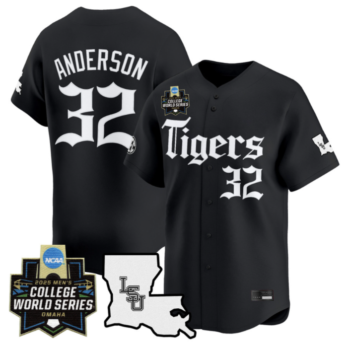 Kade Anderson Jersey #32 LSU Tigers 2025 World Series Gothic Geaux Edition Black