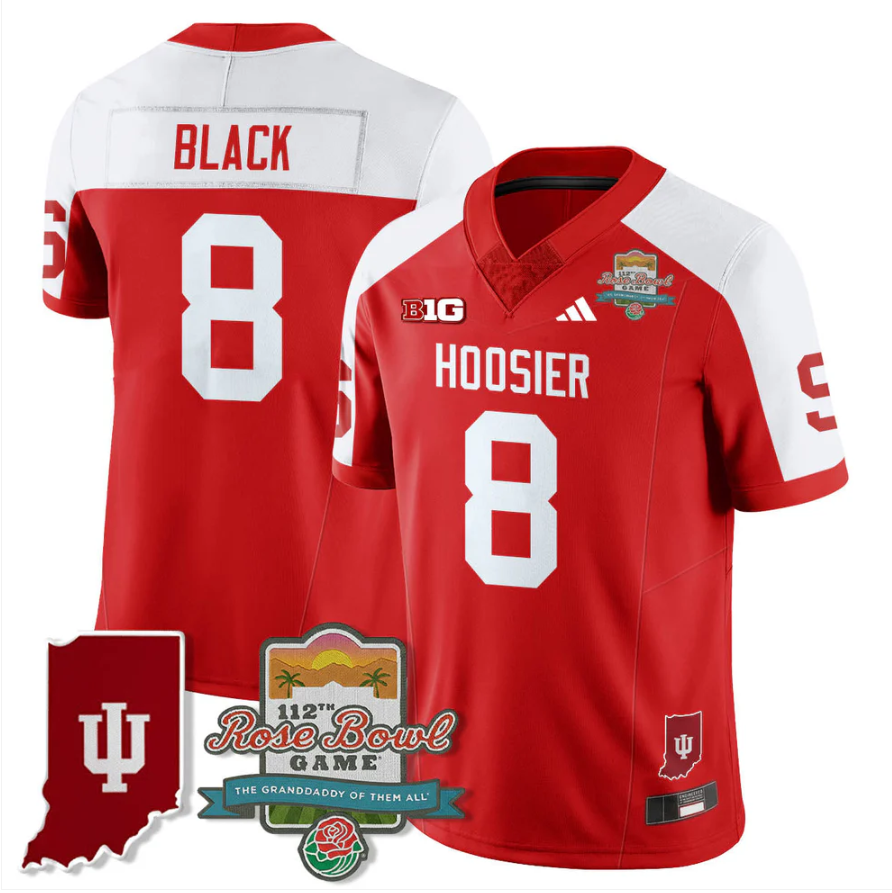 Kaelon Black Jersey #8 Indiana Hoosiers Rose Bowl 112th Patch Stitched