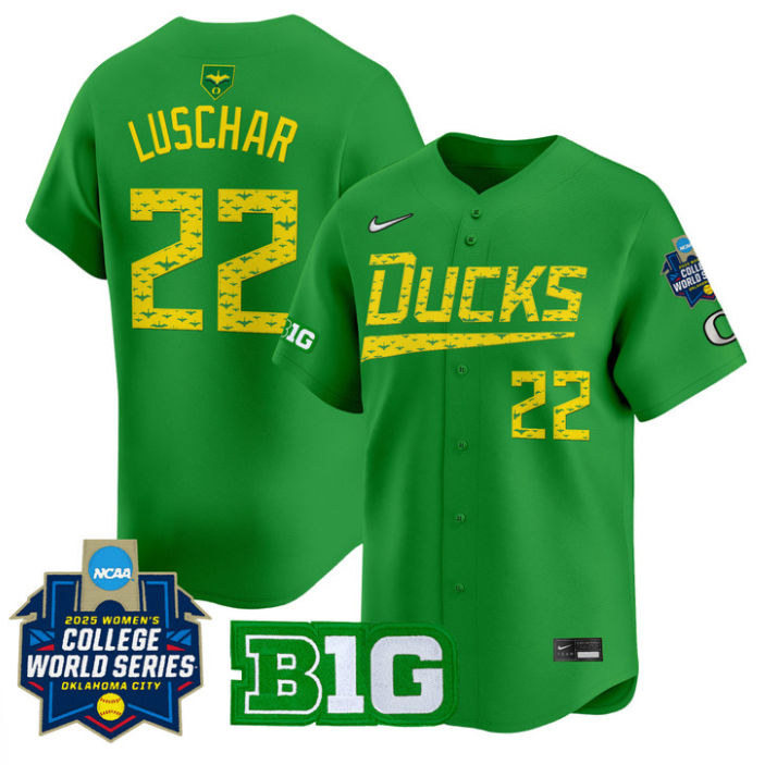 Kai Luschar Jersey #22 Oregon Ducks Softball 2025 World Series Stitched Green